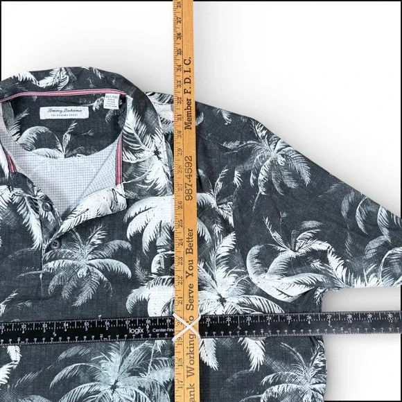 Tommy Bahama Tropical Palm Burst Print IslandZone Polo XLT Short Sleeve Black - Picture 9 of 9